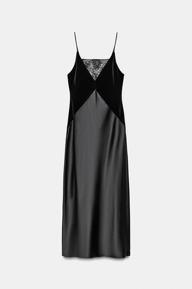 ROBE MIDI BIMATIÈRE SATINÉE - Noir de Zara - Image 8