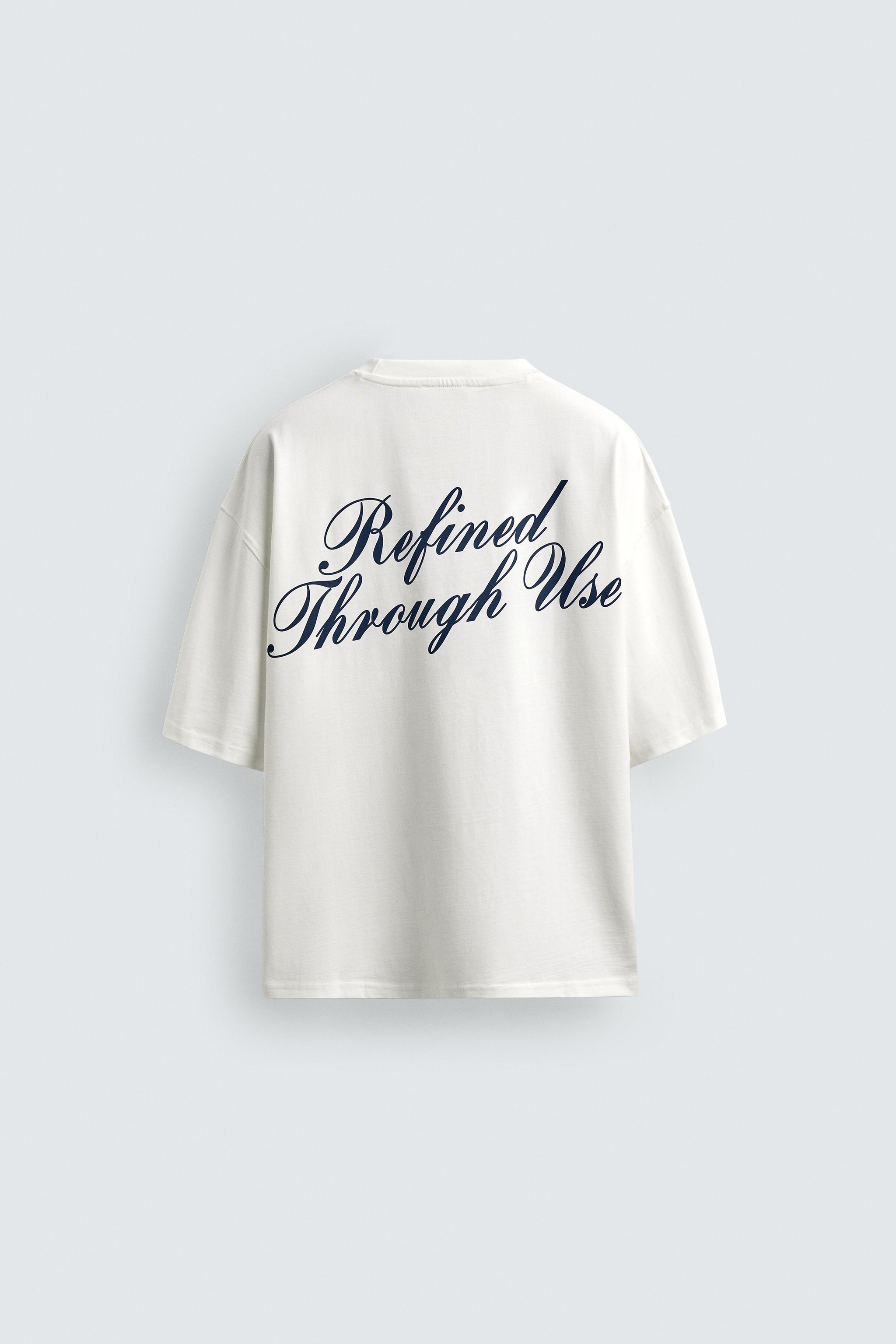 RELAXED FIT TEXT PRINT T-SHIRT - White | ZARA Canada