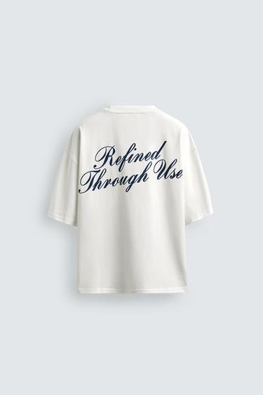 T-SHIRT RELAXED FIT À INSCRIPTIONS IMPRIMÉES - Blanc de Zara - Image 7