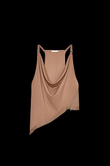 TOP FLUIDO CREMALLERAS - Beige de Zara - Imagen 0