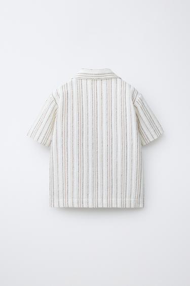 STRIPED PRINT BOWLING SHIRT - Ecru by Zara - Image 1