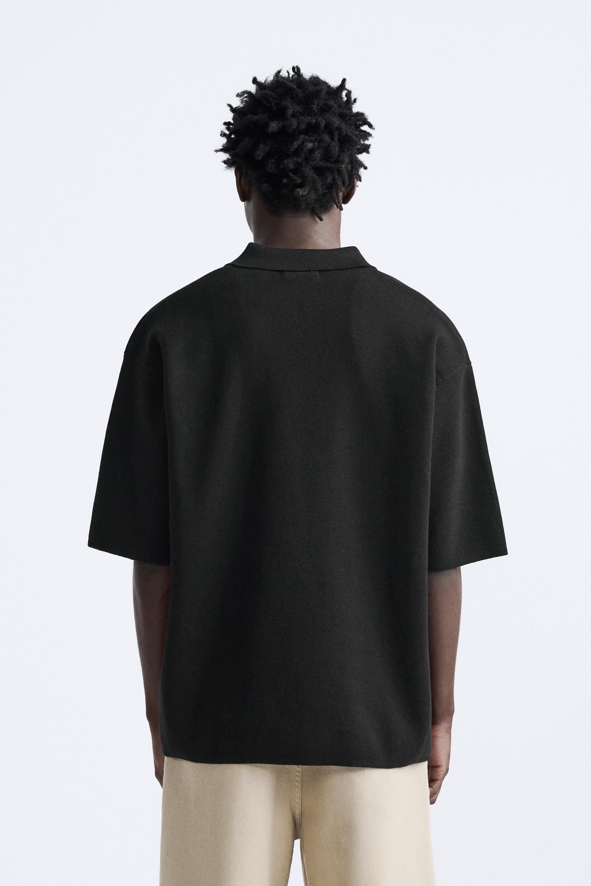オーバーサイズ ニット ポロシャツ - ブラック | ZARA Japan / 日本