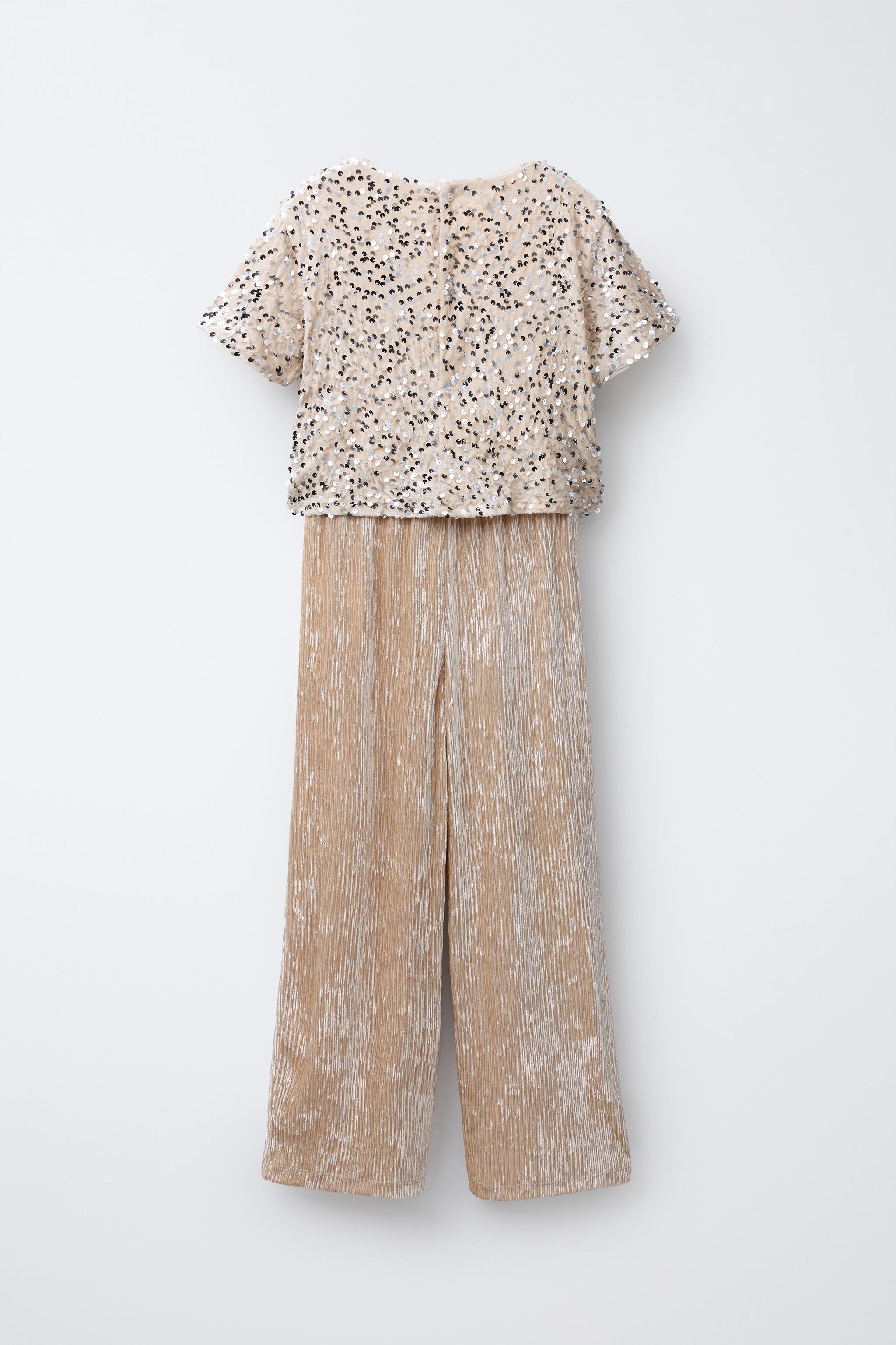 LONG SEQUIN AND VELVET JUMPSUIT