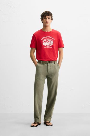CAMISETA GRÁFICO OLA - Rojo de Zara