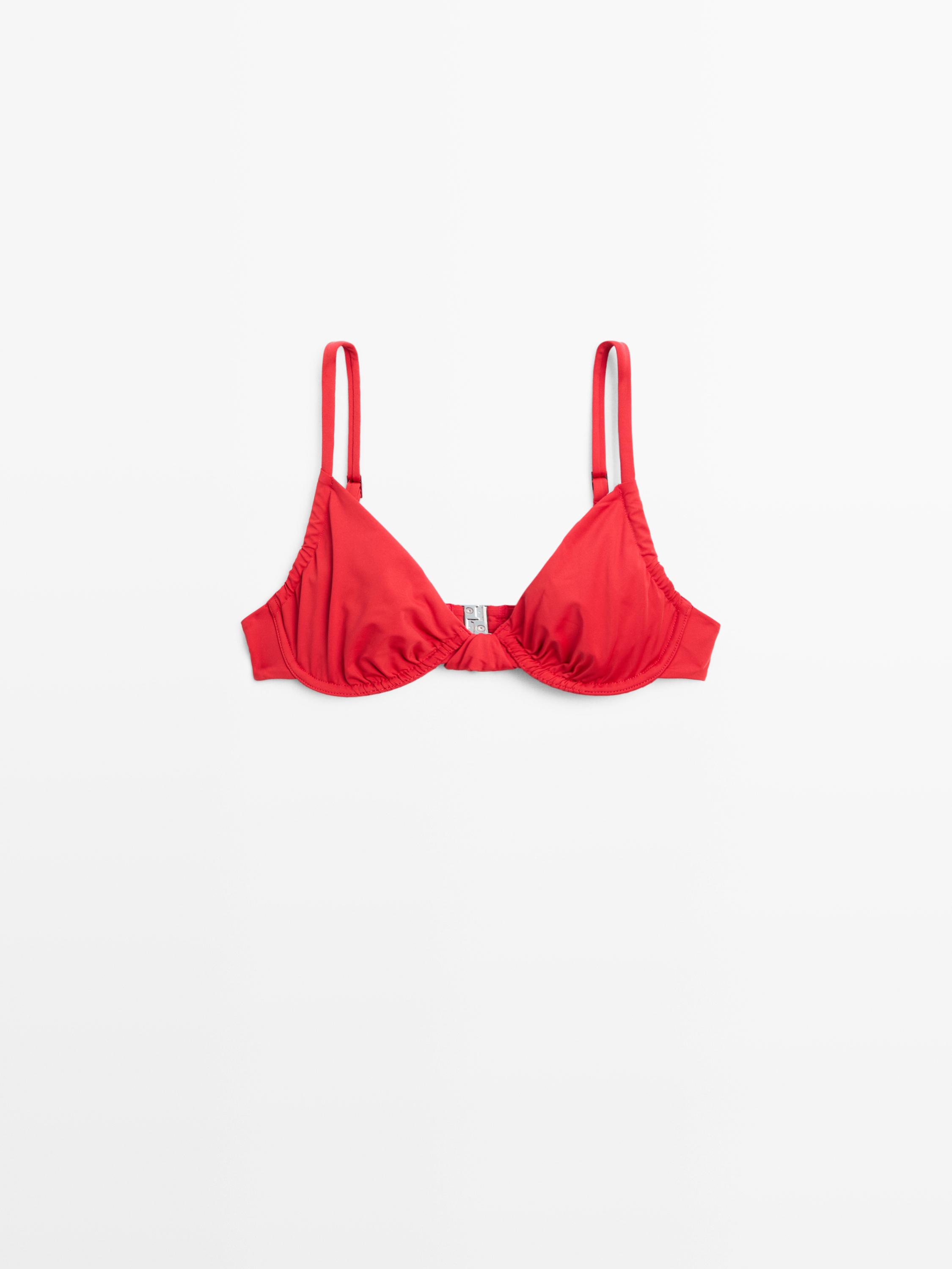 Gathered bikini top with underwire