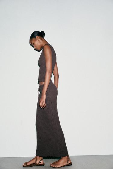 TEXTURED MIDI SKIRT - Chocolate by Zara - Image 2