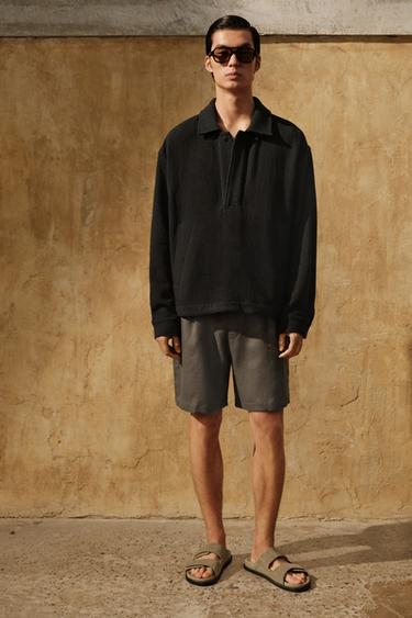 Zara 100% 亞麻短褲 - 棕色 / 暗灰褐色