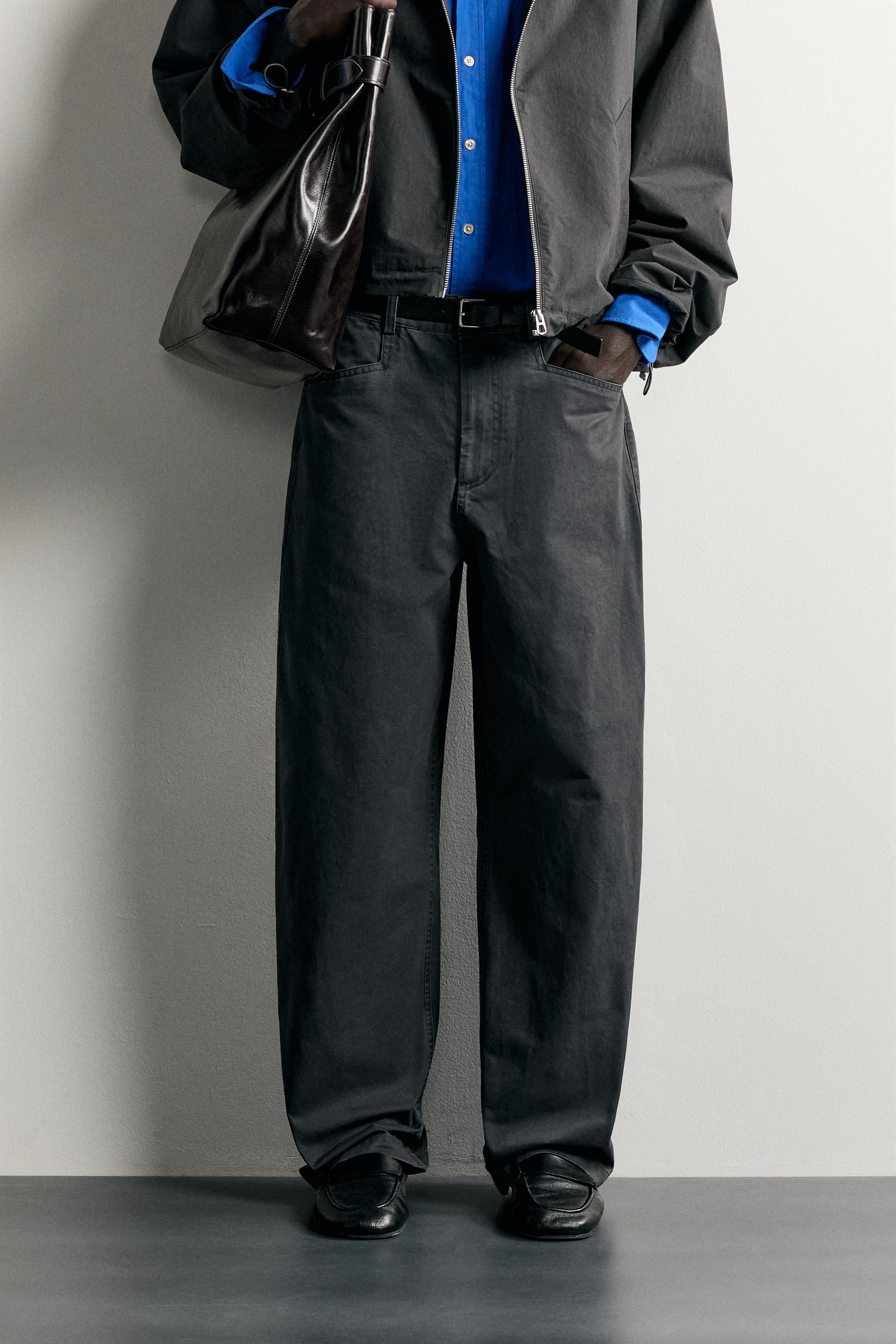 Zara YIKAMALI STRAIGHT FIT CHINO PANTOLON görsel 2