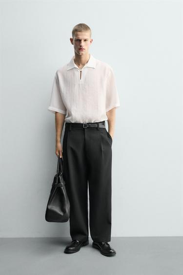CAMISA POLO FLUIDA - Blanco de Zara