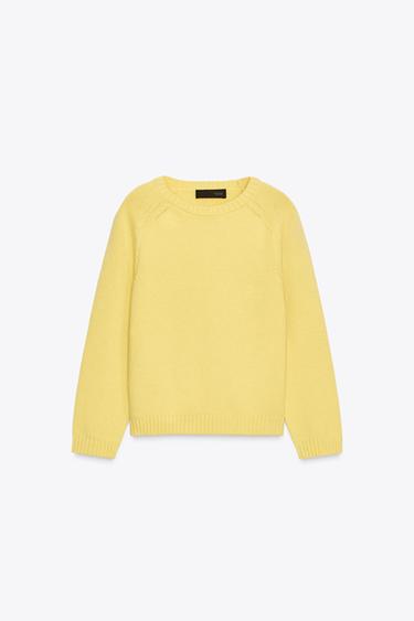 Zara BASIC KNIT SWEATER - Yellow
