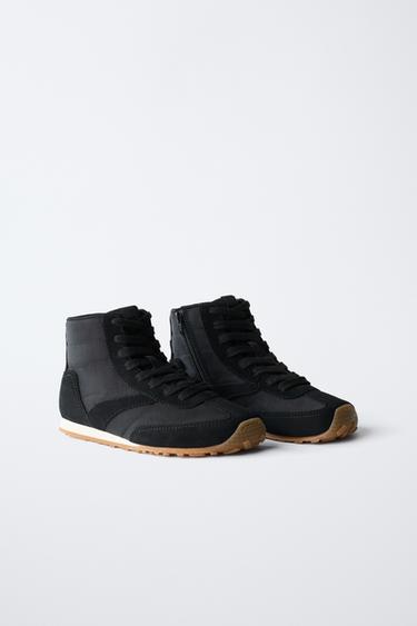 Zara BOXING STYLE HIGH-TOP SNEAKERS - Black