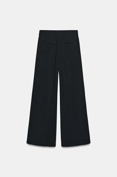 PANTALON À PLIS RAYURES - Bleu marine / Blanc de Zara - Image 6
