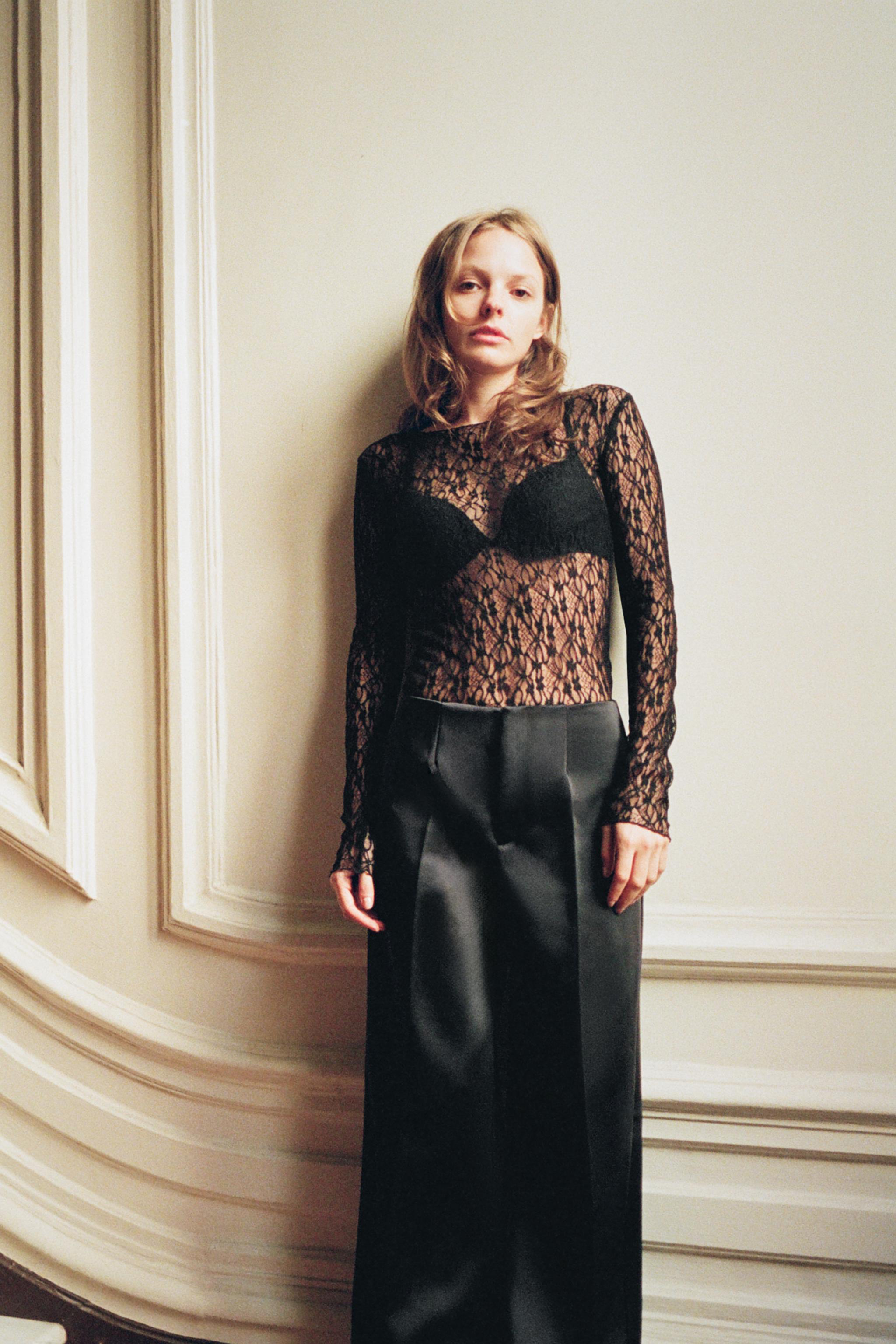 HIGH-WAISTED SATIN EFFECT PANTS