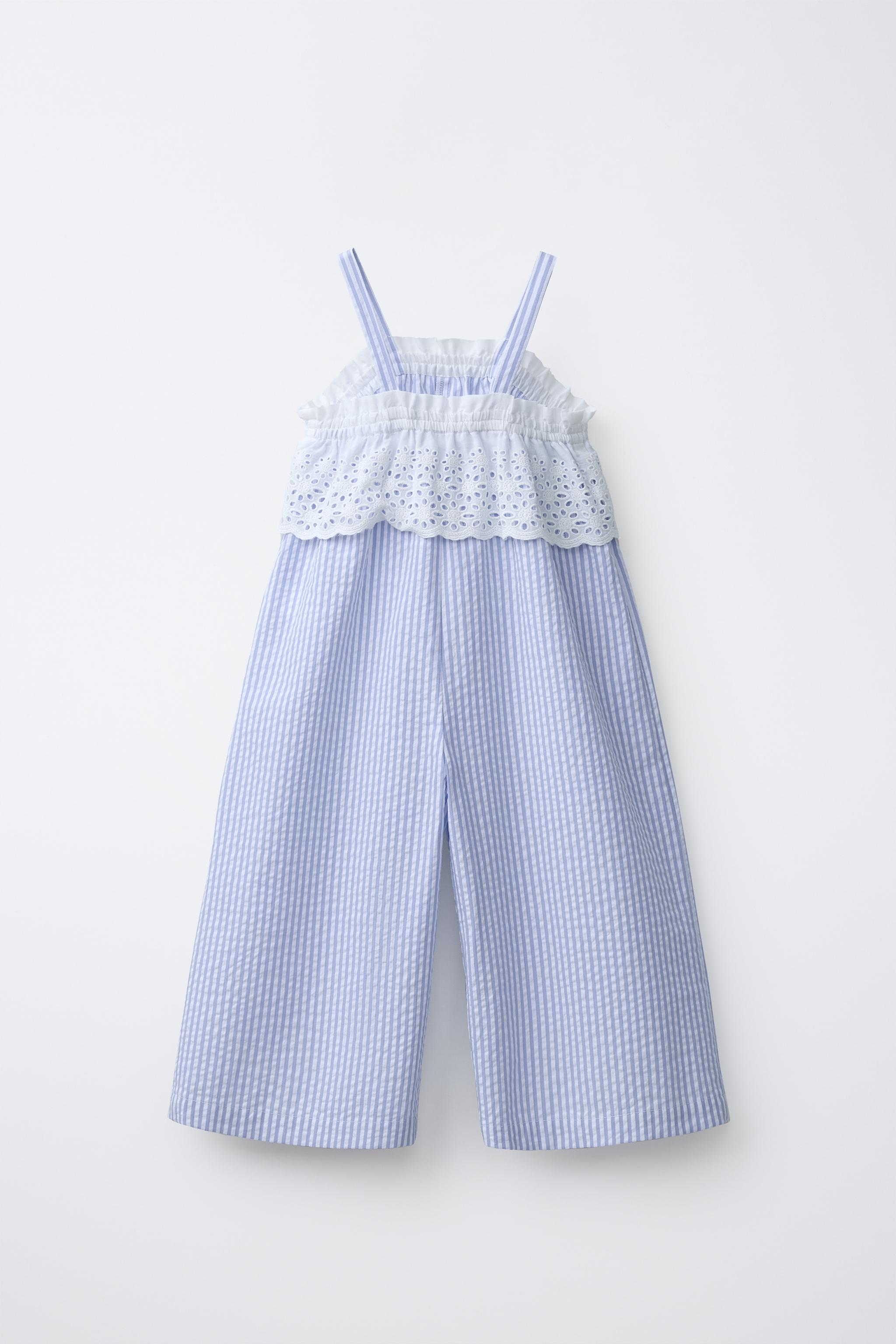 Детские комбинезоны Zara COMBINATION STRIPED AND SWISS EMBROIDERED JUMPSUIT — фото 3