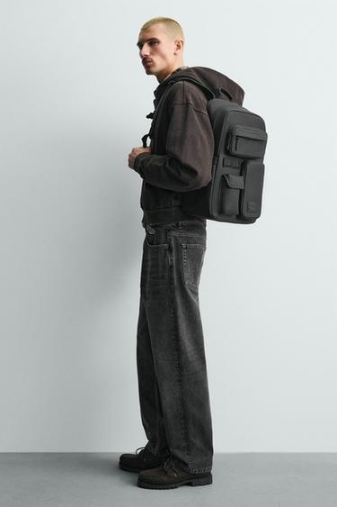 RUBBERISED MULTI-POCKET BACKPACK - Black by Zara
