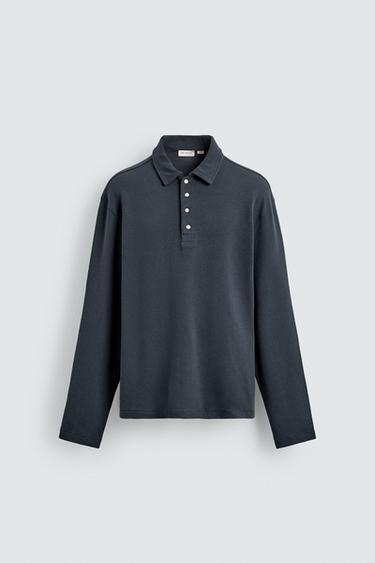 BRUSHED TEXTURED POLO SHIRT - Blue / Grey by Zara