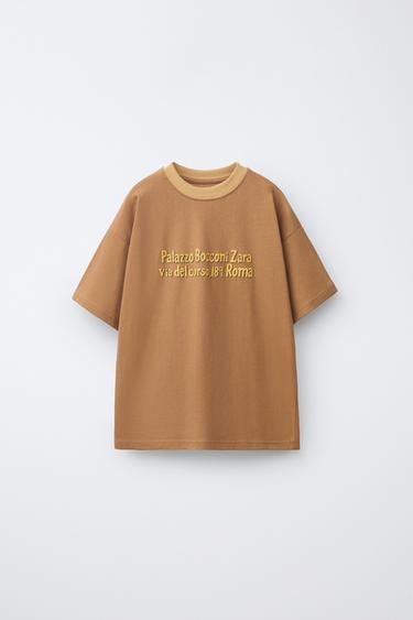 MAGLIETTA SCRITTA RICAMATA - Marrone chiaro di Zara
