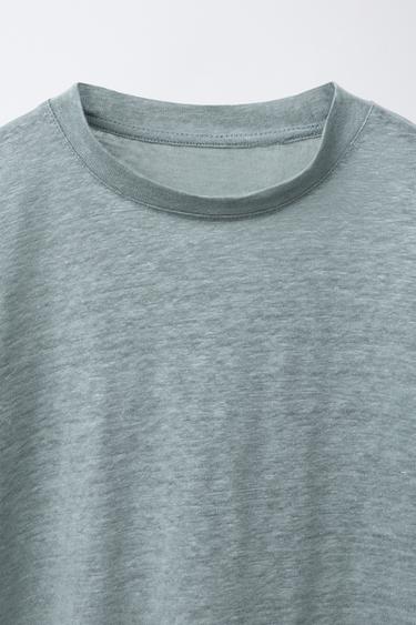 T-SHIRT 100 % LIN - Bleu de Zara - Image 2