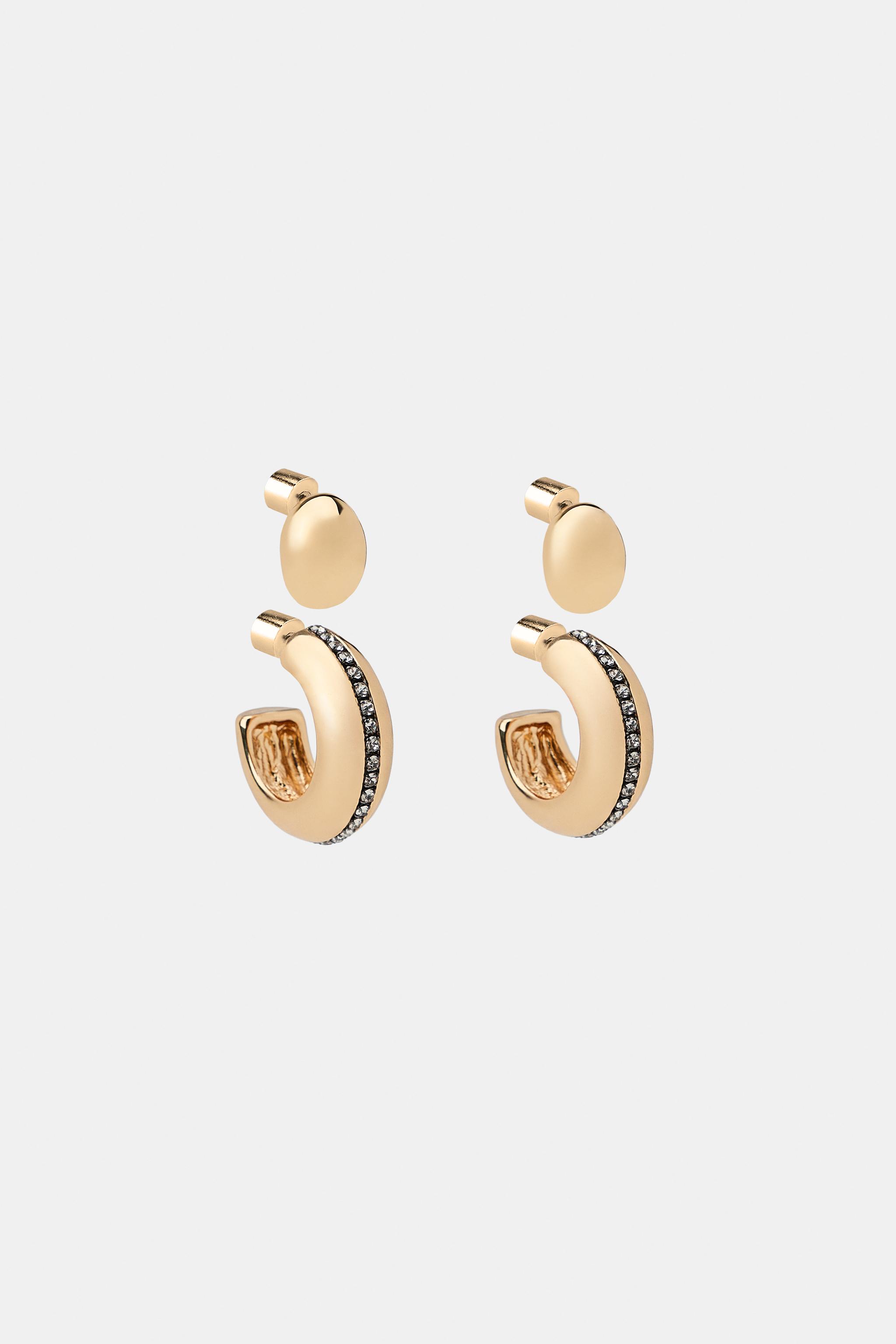 LOT DE BOUCLES D'OREILLES BOUTON ET CRÉOLES BRILLANTES