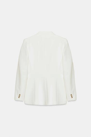 VESTE AJUSTÉE SANS REVERS - Écru de Zara - Image 4