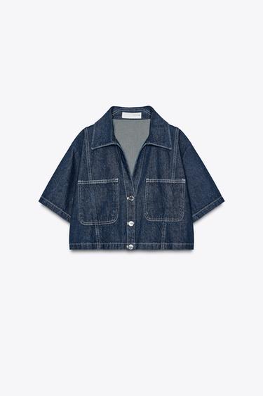 КОРОТКАЯ ДЖИНСОВАЯ РУБАШКА Z1975 — СИНИЙ от Zara