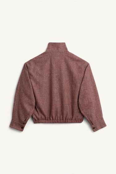 LIMITED EDITION WOOL HERRINGBONE JACKET - Burgundy by Zara - Image 5