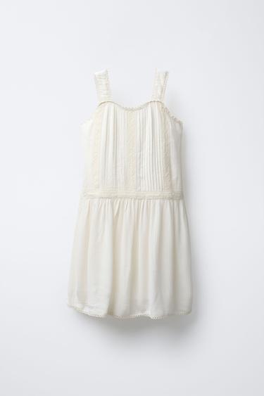 FLOWING DRESS WITH LACE INSERTS - Ecru by Zara - Image 0