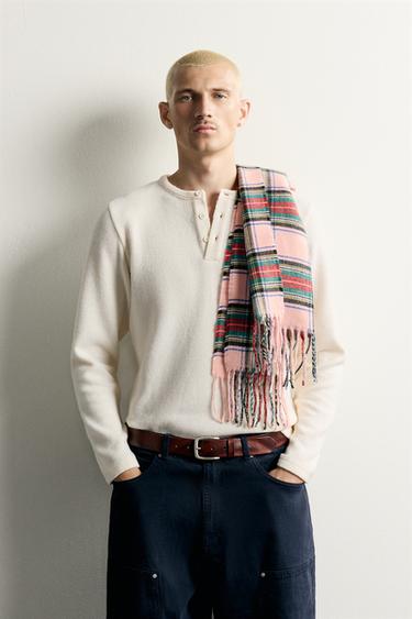 BUFANDA COMBINADA CUADROS - Rosa de Zara - Imagen 0