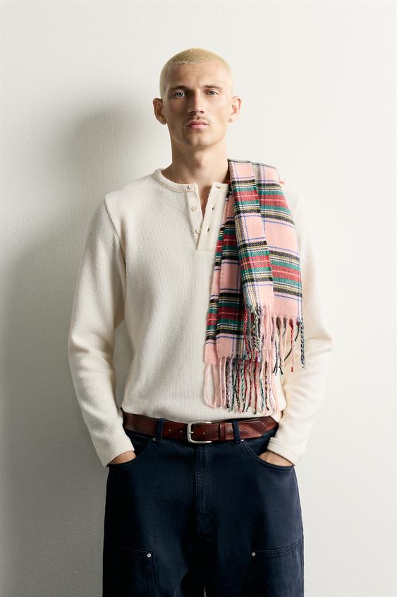 COMBINED CHECK SCARF - Pink by Zara - Image 0