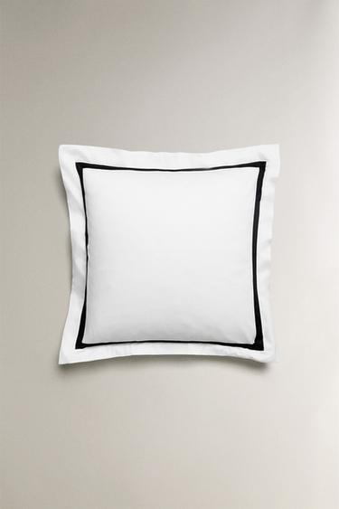 BORDERED SATEEN PILLOWCASE - Black by Zara - Image 2