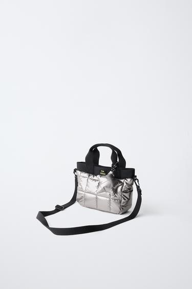 METALLIC PADDED CROSSBODY BAG — Silver 2