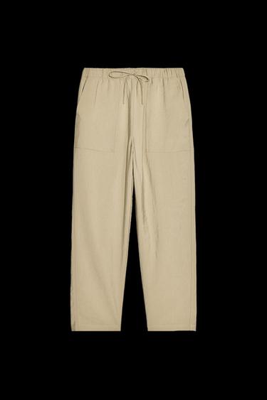 Zara ELASTIC WAIST PANTS - Khaki - Image 0