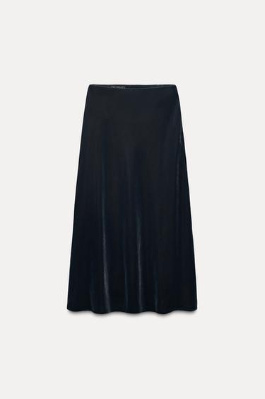VELVET MIDI SKIRT - Mid-grey by Zara