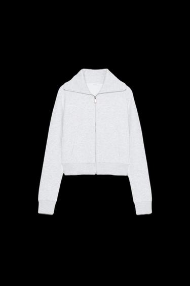 Zara ZIPPERED PLUSH JACKET - Gray marl