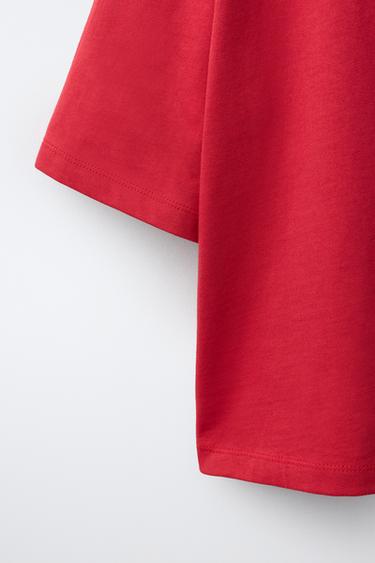 GINGHAM PATCH T-SHIRT - White / Red by Zara - Image 3