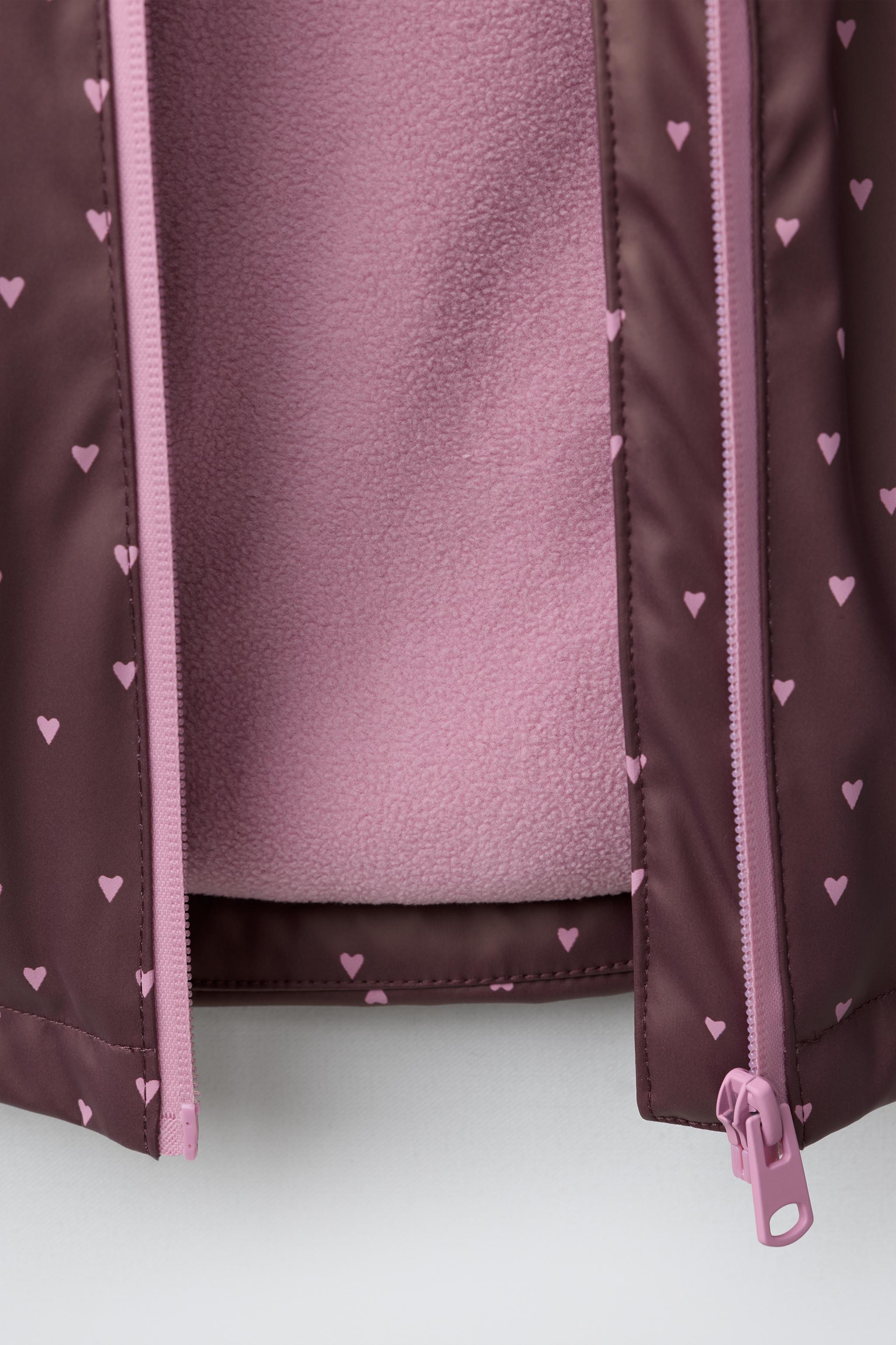 WATER-RESISTANT HEART PRINT RUBBERIZED RAINCOAT