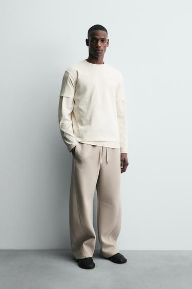 Zara RAISED TEXT T-SHIRT - Oyster-white