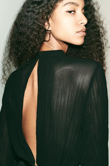 SEMI-SHEER COMBINED BELTED JUMPSUIT - Black by Zara - Image 1