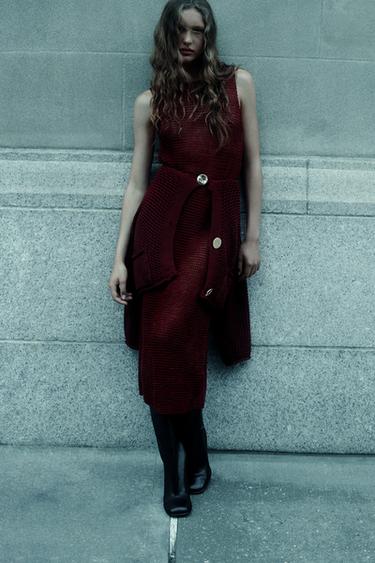 Zara TEXTURED KNIT DRESS - Eggplant - Image 0