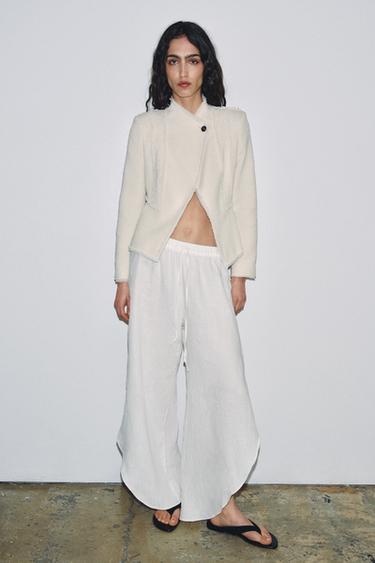 BLAZER EFFRANGÉ À BASQUE ZW COLLECTION - Écru de Zara - Image 4