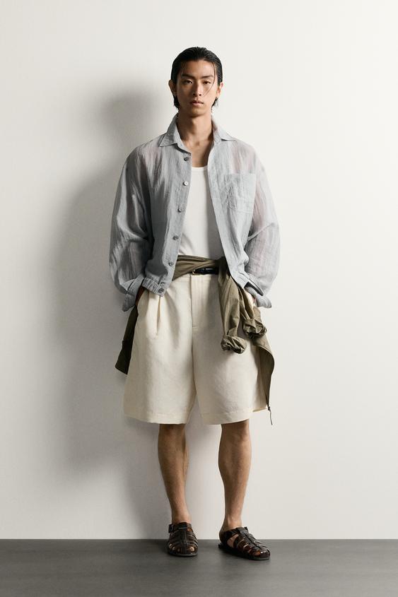 LIGHTWEIGHT RELAXED FIT OVERSHIRT - Grey / Blue by Zara - Image 0