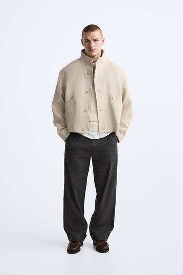 LINEN - COTTON BLEND JACKET - Beige by Zara - Image 0