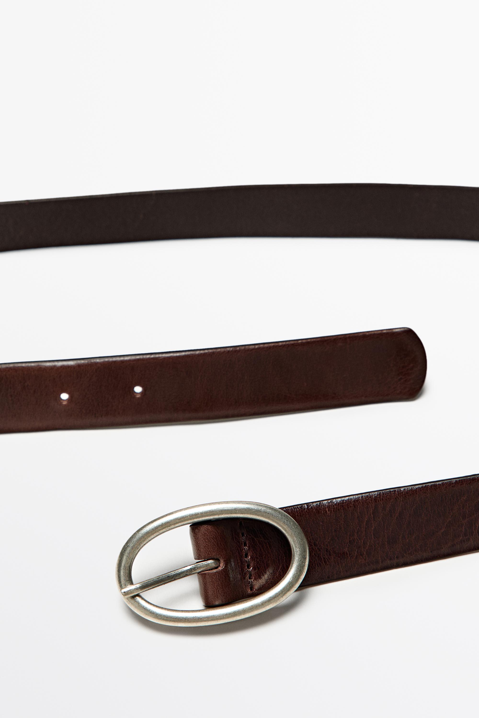 Ceinture boucle ovale en cuir nappa