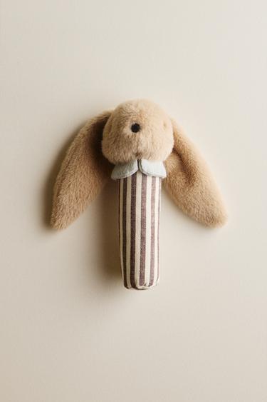 KIDS' BUNNY SOFT TOY RATTLE - Dark beige by Zara