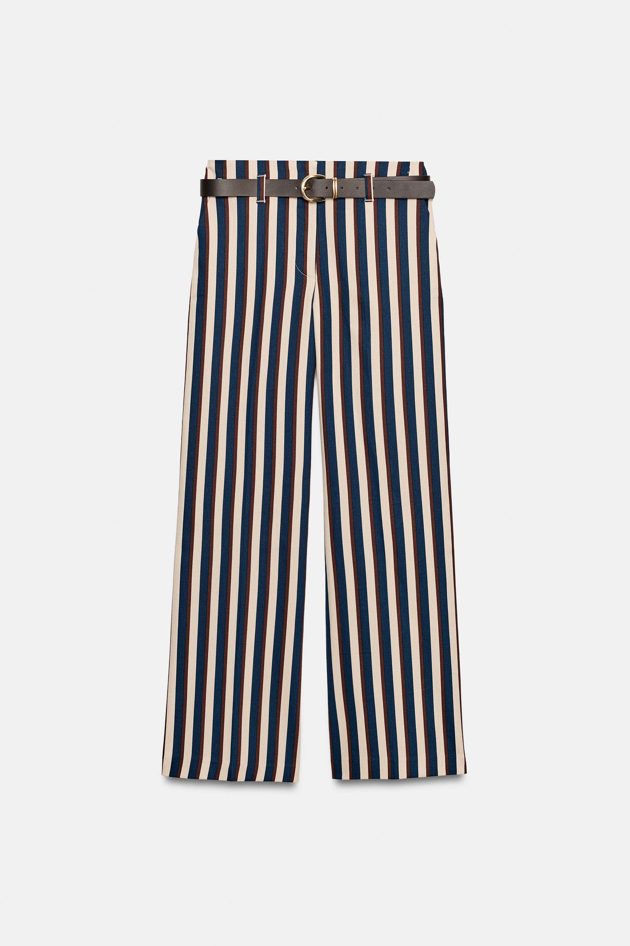 PANTALON À RAYURES ET CEINTURE