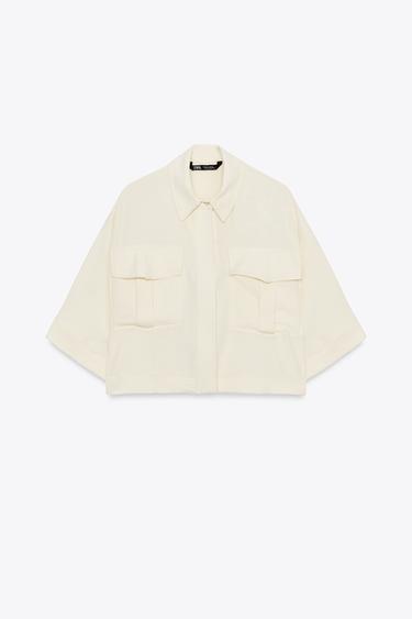 Zara FLOWY POCKET SHIRT - Champagne