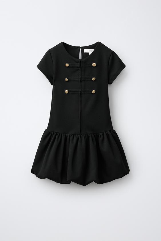 Zara Robe ROBE BALLON BOUTONS - Noir | ZARA France
