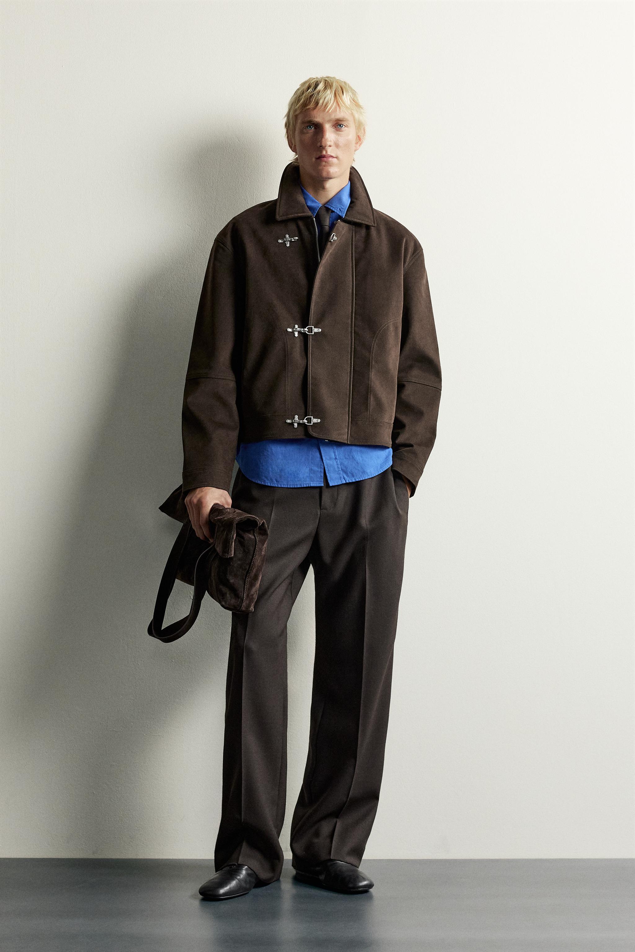 SUEDE-EFFECT JACKET WITH FROG FASTENING