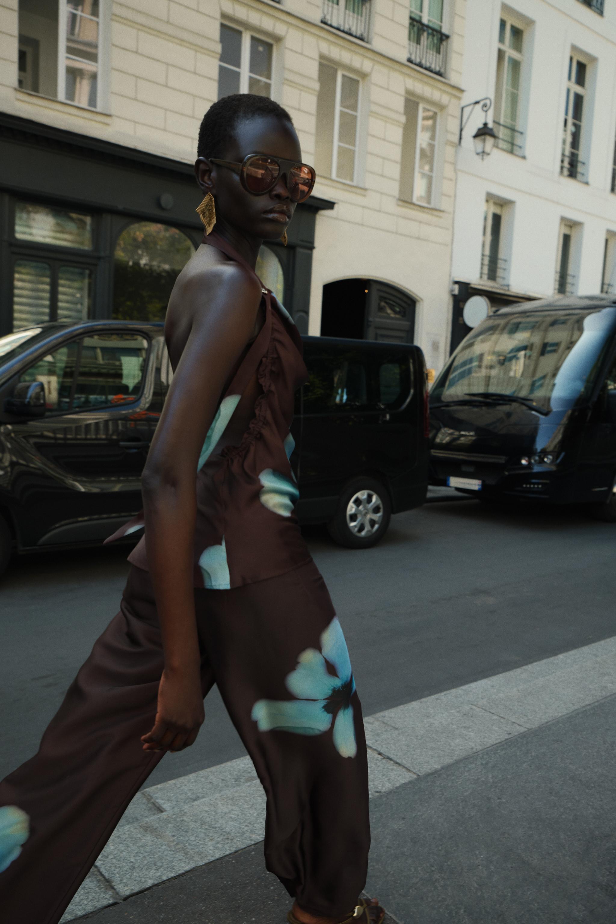 TOP SATINADO ESTAMPADO FLORAL - Multicolor | ZARA Estados Unidos