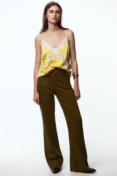 LACE CAMISOLE TOP - Mustard by Zara